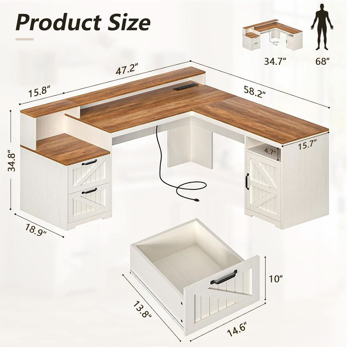 63 Inch L Shaped Desk
